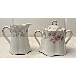 Hutschenreuther Selb Bavaria Richelieu Selb Creamer And Sugar w/Lid Vintage Pink